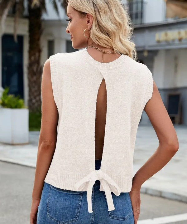 Sweater tie back top