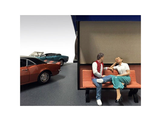 Sitting Couple Adam and Kristan 2 piece Figurine Set for 1/24 Scale