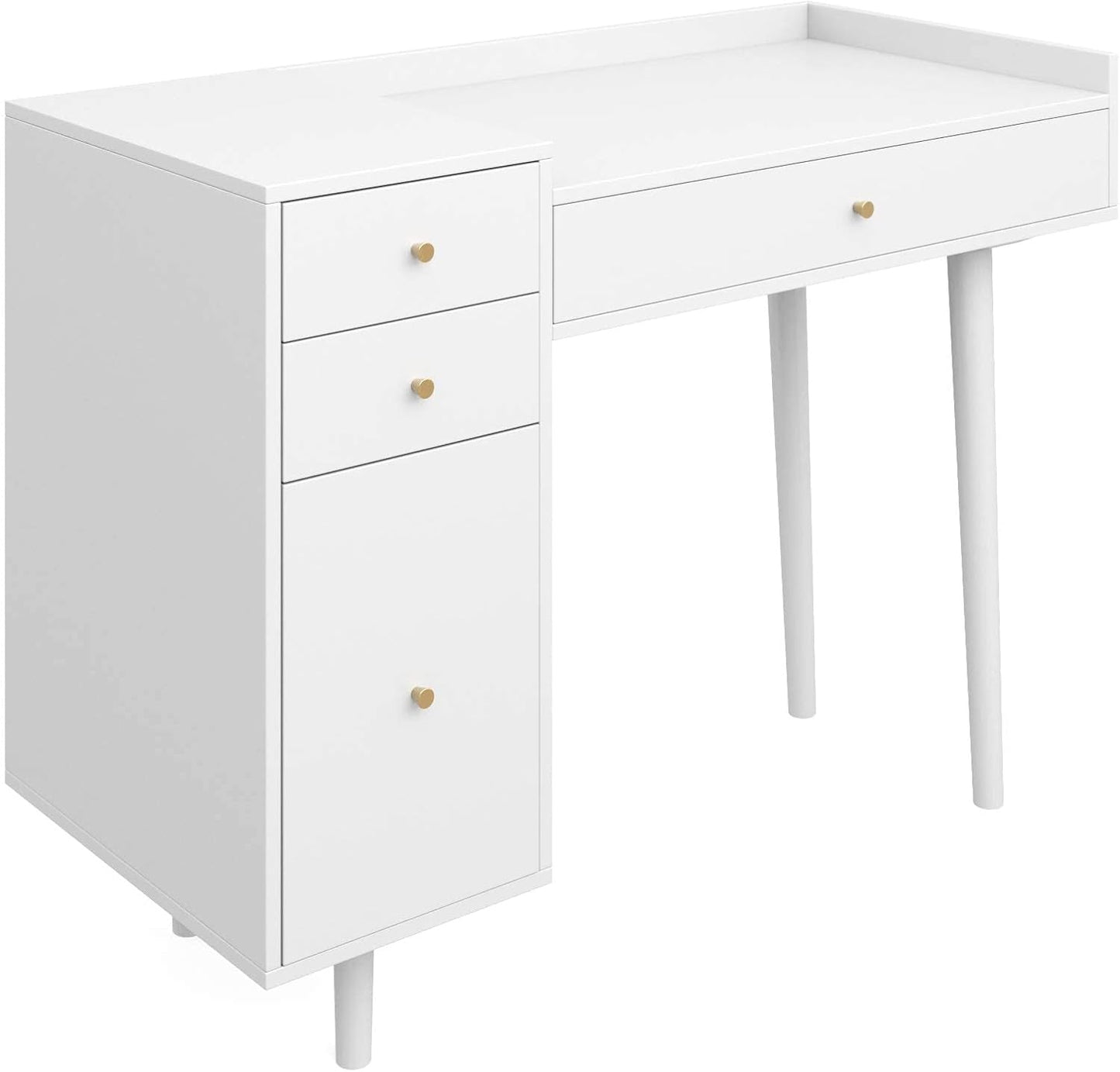 Daisy Vanity Dressing Table or Makeup Desk with 4-Drawers and Brass