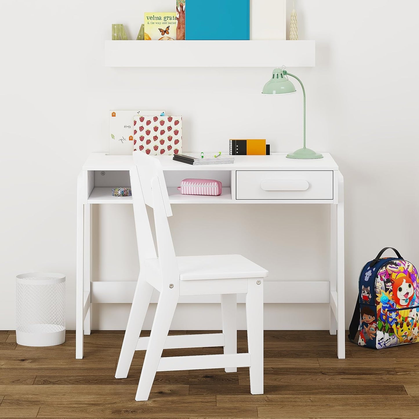 Kids Desk and Chair Set, Study Desk for Kids with Drawers, Wooden