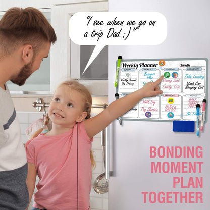 Monthly Magnetic Calendar for Fridge 12x17 In with 3 Markers & Eraser