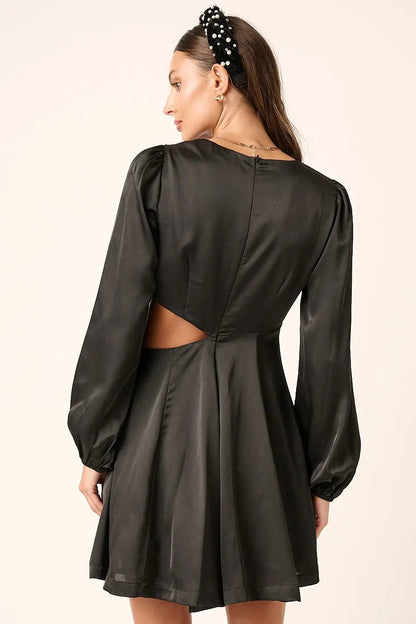 Mittoshop Satin Side Cutout Detail Mini Dress
