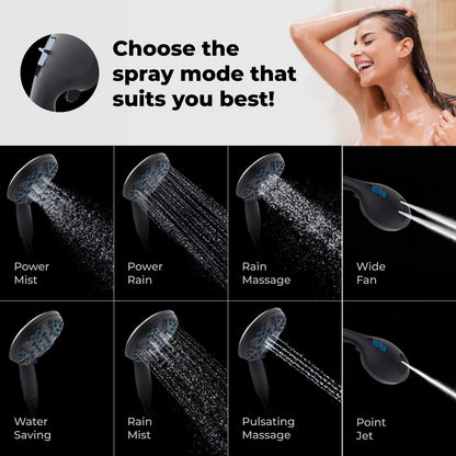 High Pressure Shower Head with Handheld   8 Spray Settings High Flow
