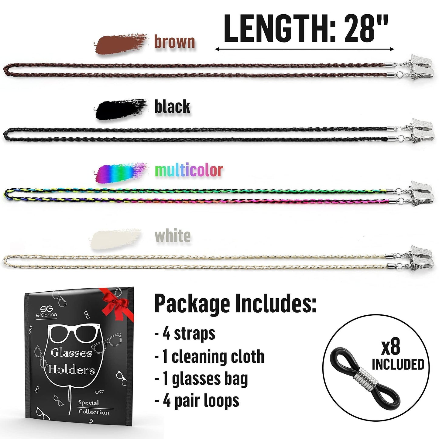 Glasses Strap Chains   Premium ECO Leather   Eyeglass Holder Strap