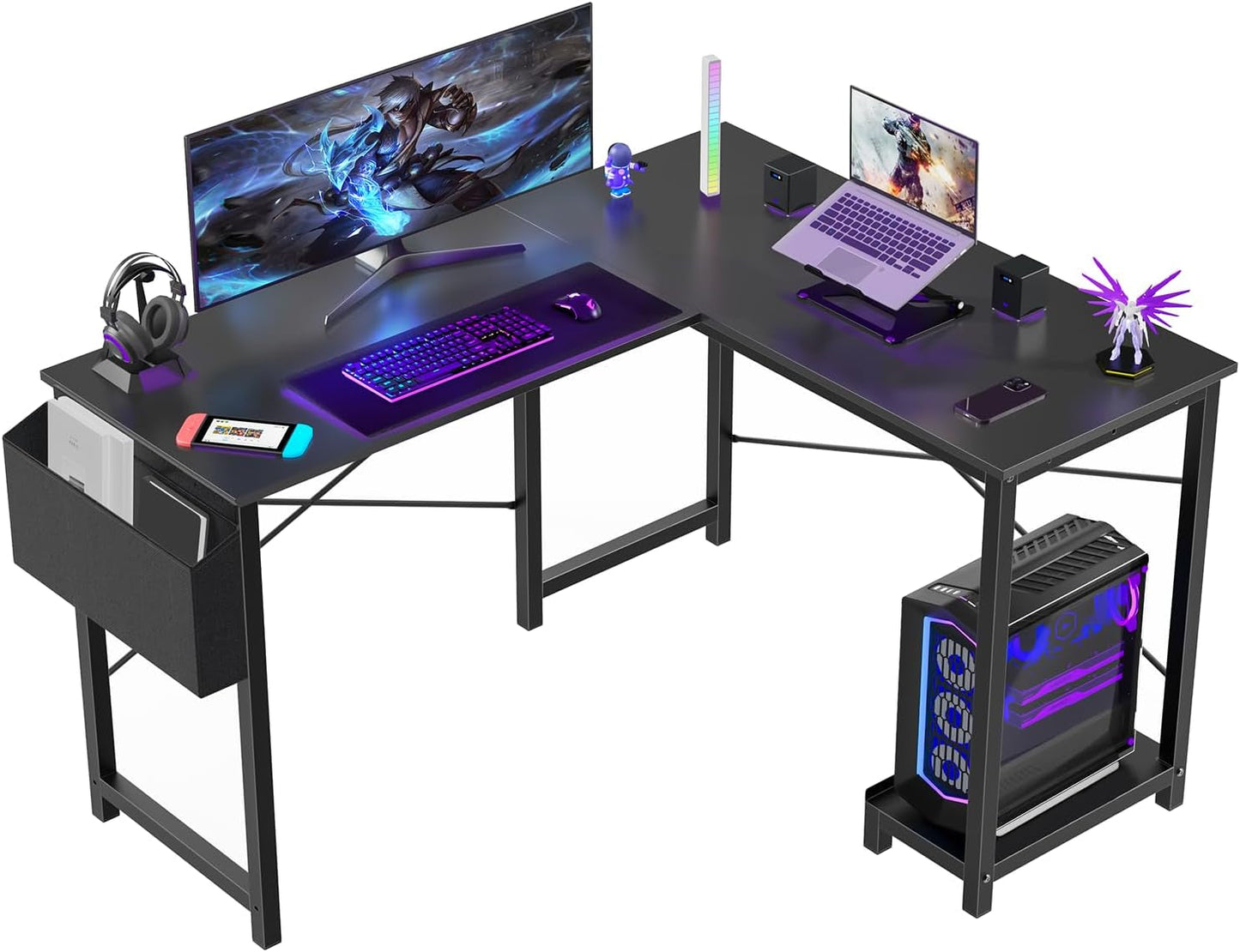 L Shaped Computer Desk - Gaming Table Corner Desk 50 Inch PC Writing