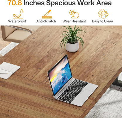 70.8-Inch Executive Desk, Large Computer Office Desk Workstation,