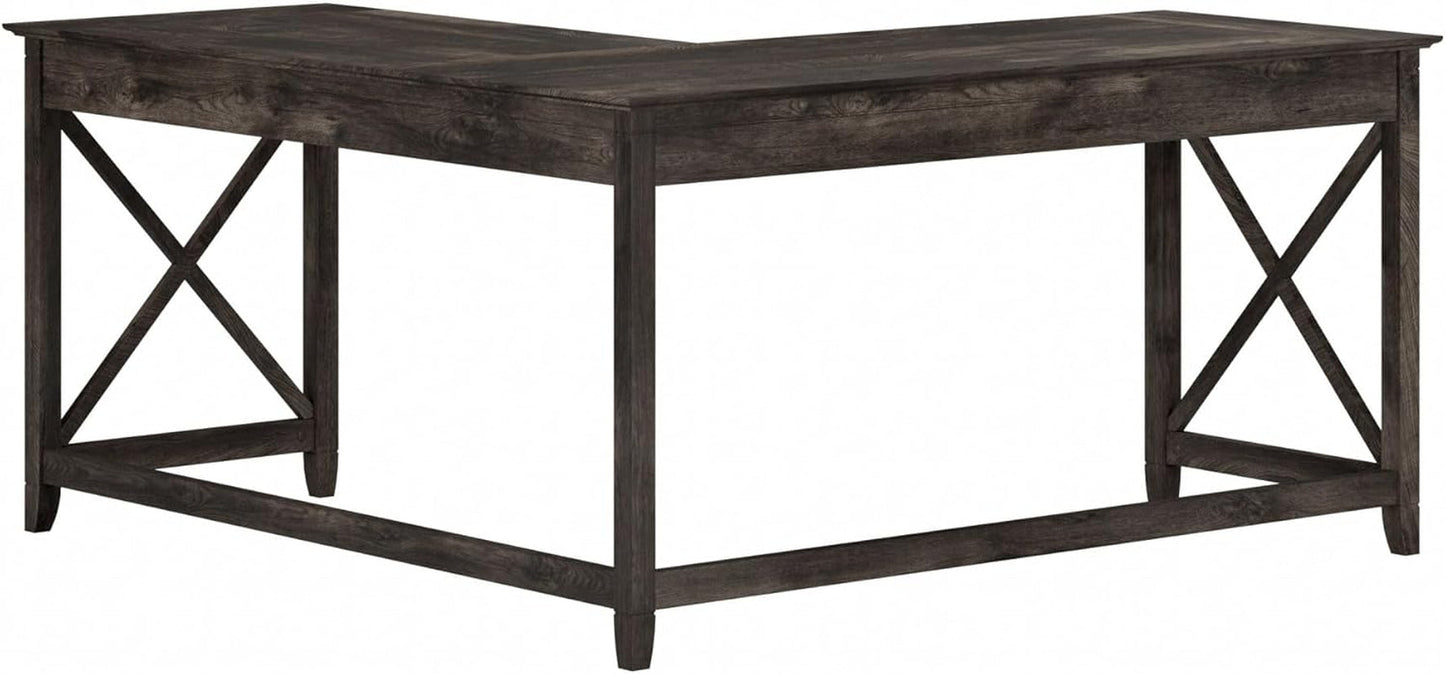Bush Furniture Key West L Shaped Desk, 60-Inch Modern Farmhouse