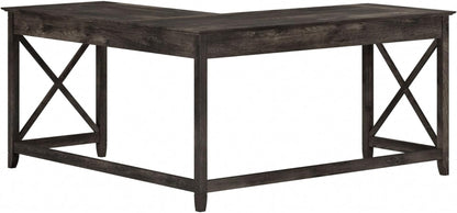 Bush Furniture Key West L Shaped Desk, 60-Inch Modern Farmhouse