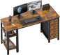 55 Inch Computer Desk with 4 Fabric Drawers & Storage Shelves, Writing