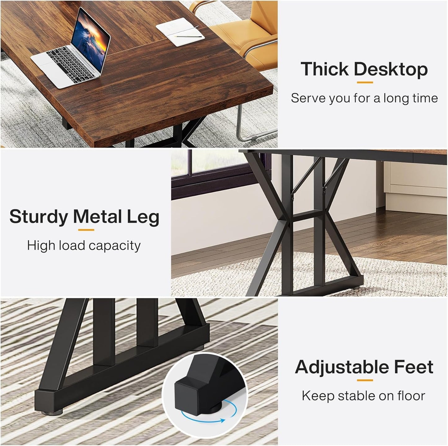 70.8-Inch Executive Desk, Large Computer Office Desk Workstation,