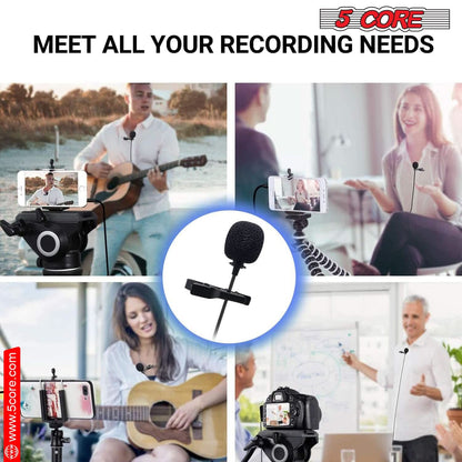 5Core Lavalier Microphone Clip On  Professional Grade 3.5mm Lapel Mic