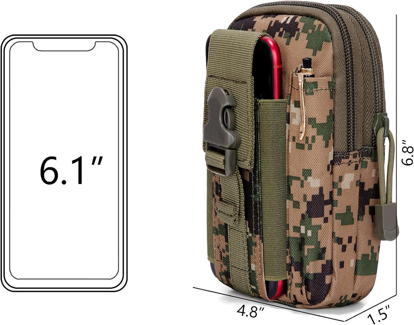 Tactical MOLLE Military Pouch Waist Bag for Hiking, Running and Outdoo