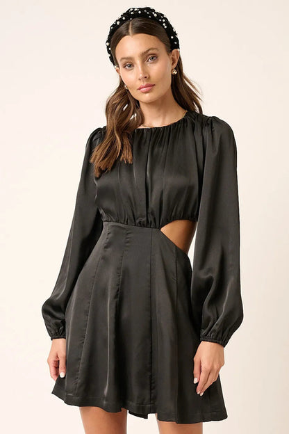 Mittoshop Satin Side Cutout Detail Mini Dress