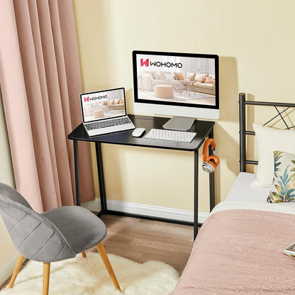 Folding Computer Desk, Small Writing Foldable Desk 31.5", Space-Saving