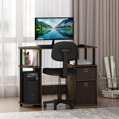 JAYA Simplistic Computer Study Desk, Columbia Walnut/Black/Dark Brown