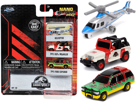 \Jurassic World\" 3 piece Set \"Nano Hollywood Rides\" Diecast Models