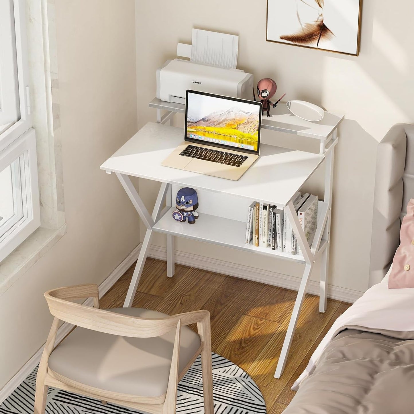 Small Computer Desk, 27.5 Inch Desk for Small Spaces with Storage,