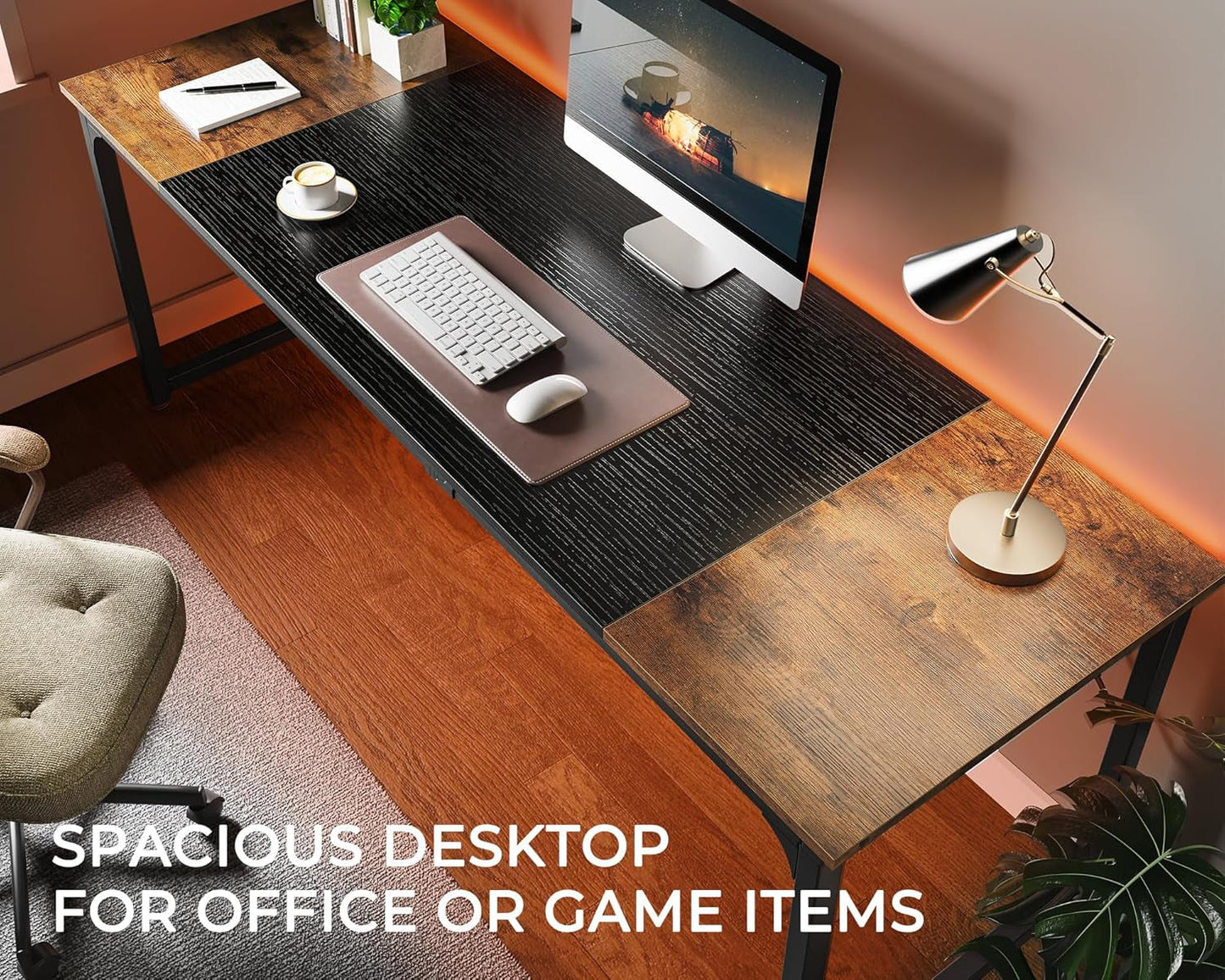 Computer Desk, 80 Inch Office Desk, Gaming Desk with Storage, Writing