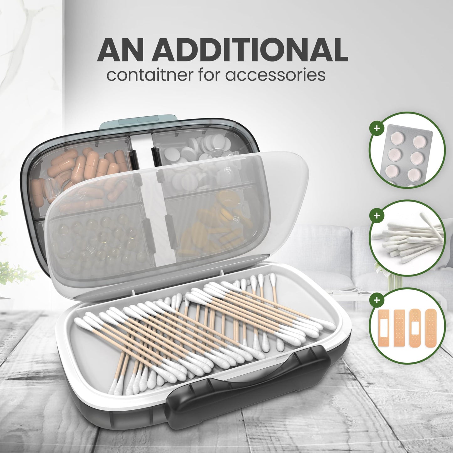 Medicine Pill Organizer Travel Airtight Pill Box for Purse Vitamin