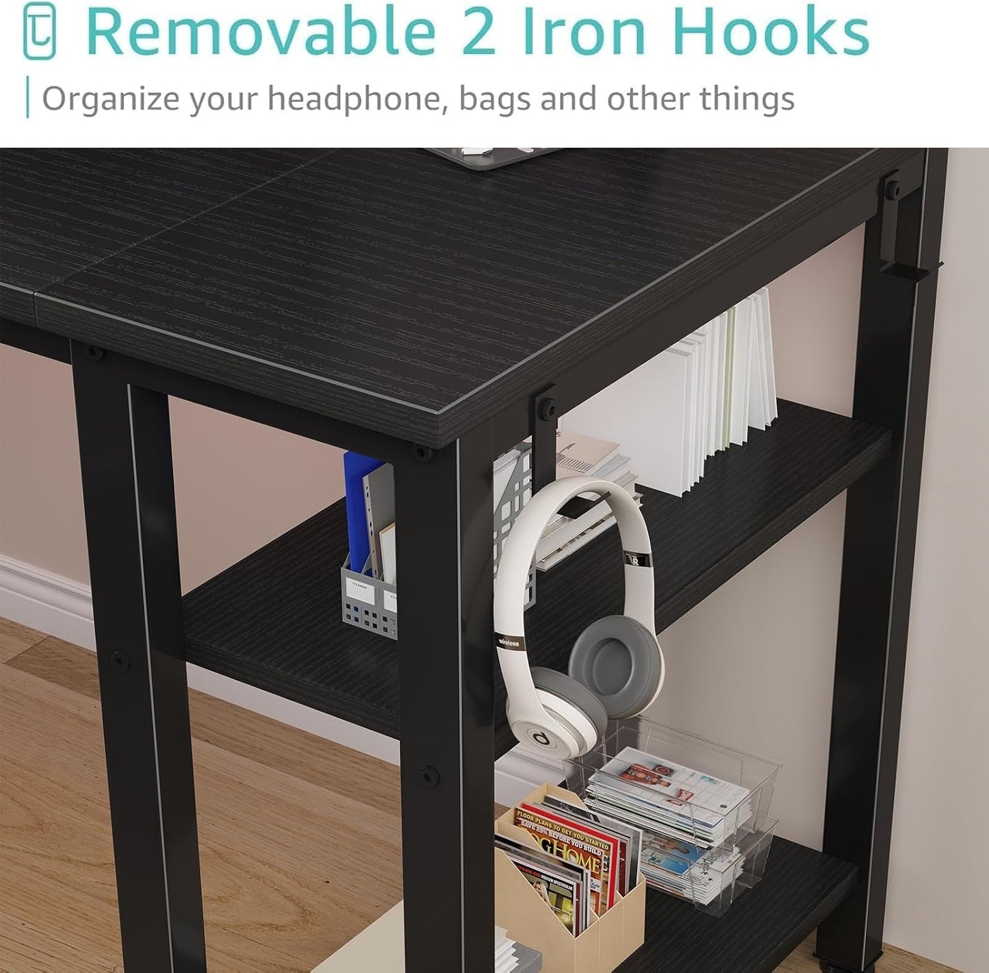 Gaming Desk with 4 Fabric Drawers & Storage Shelves, 55 Inch Computer