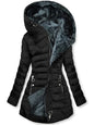 Women's Plush Hooded Mid-length Oblique Zipper Cotton-padded Coat