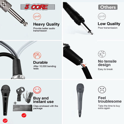 5Core XLR Microphone Dynamic Mic Karaoke Singing Studio Microfono