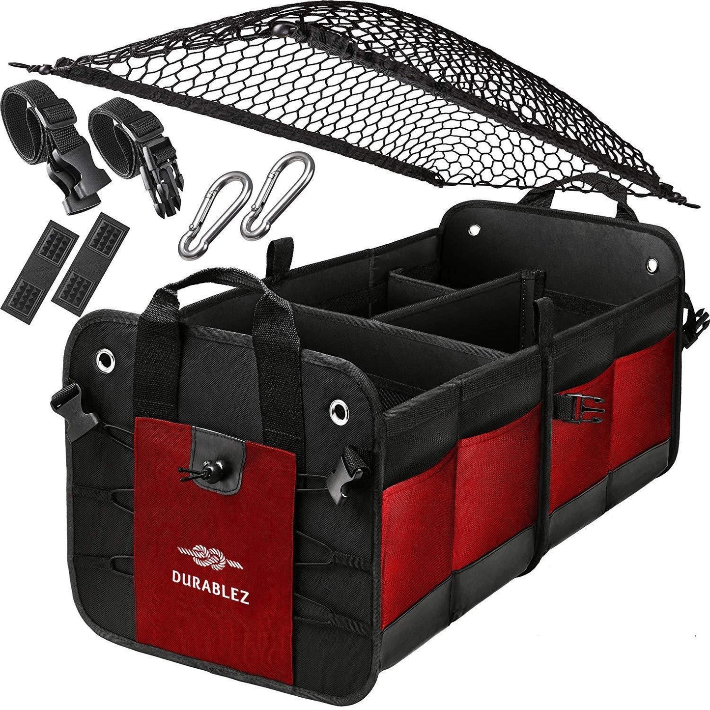 Trunk Organizer with Covering Net Attachable Non Slip Pads and