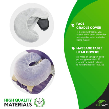 PUREVACY Disposable Face Cradle Covers 13‚Äù White Polypropylene