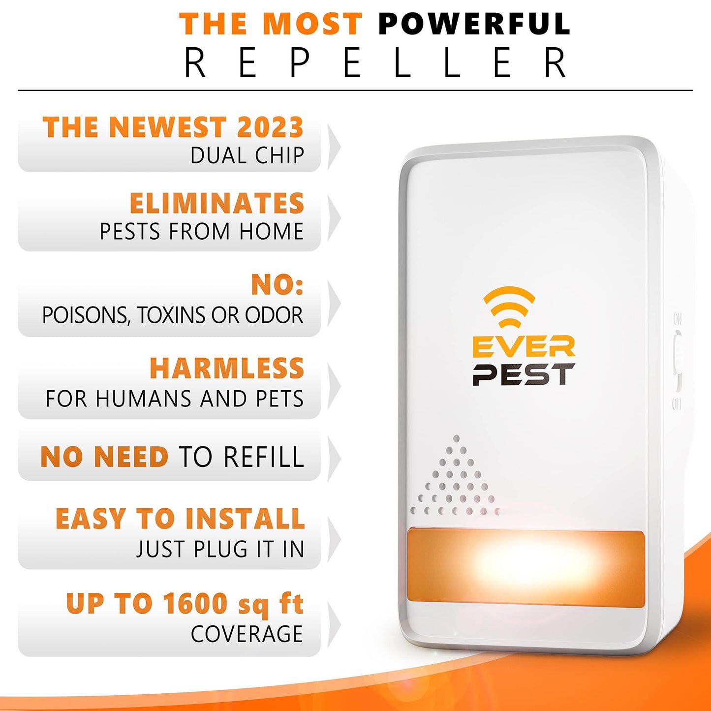Ultrasonic Pest Repeller Plug in 2 Pack Repellent Control   Get Rid of