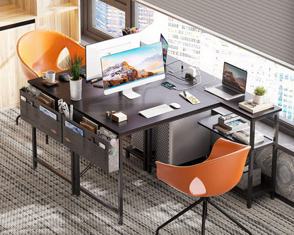 40 Inch Small L Shaped Gaming Computer Desk with Power Outlets,