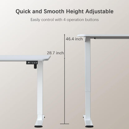 Electric Height Adjustable Standing Desk Large 55 X 24 Inches Sit