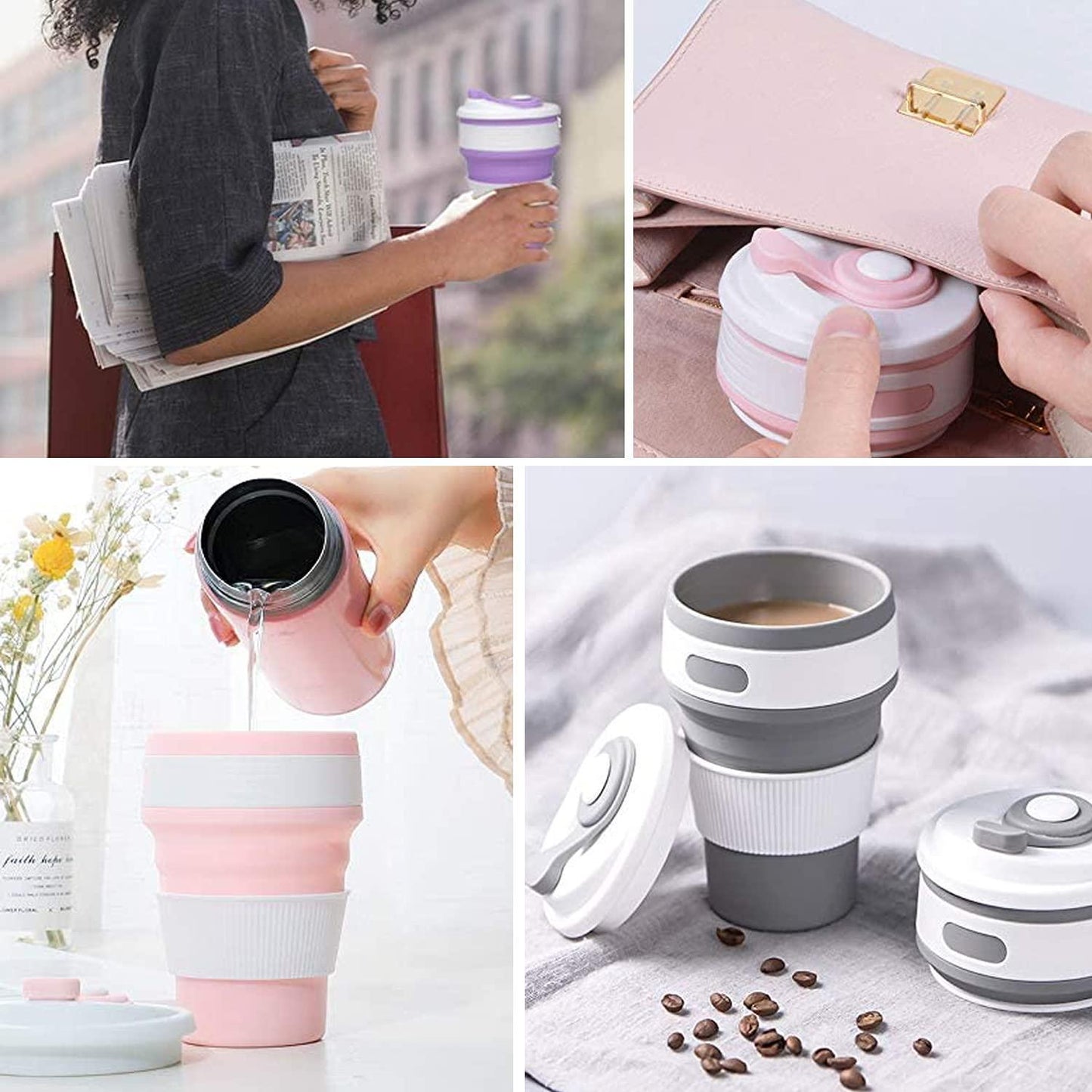 2Pcs Silicone Collapsible Travel Cup   Camping Cups Collapsible Cups