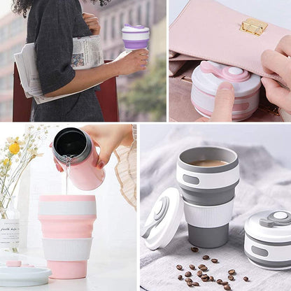 2Pcs Silicone Collapsible Travel Cup   Camping Cups Collapsible Cups