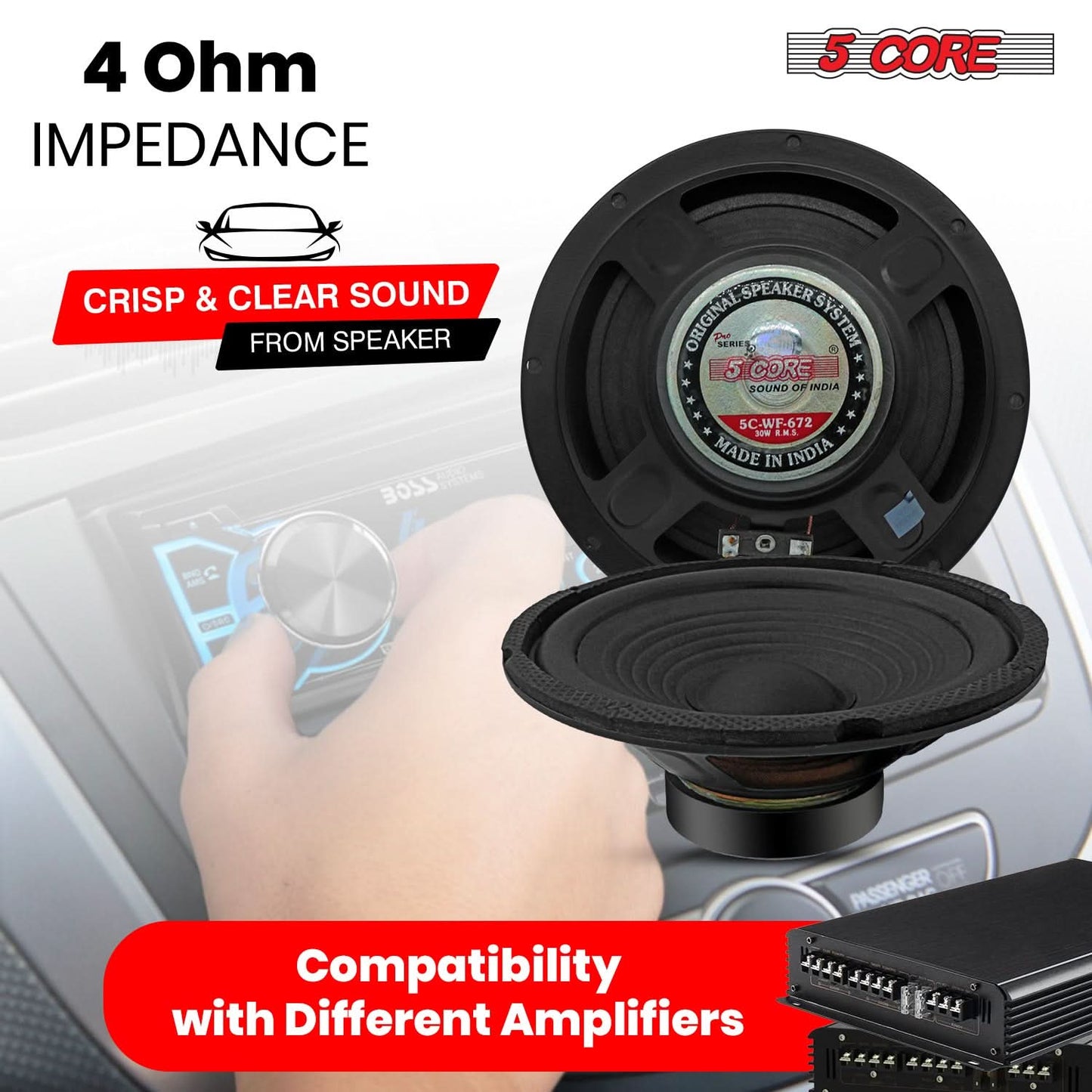 5Core 6.5 Inch Subwoofer speaker 300Watt Car Subwoofer 4Ohm