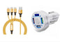 4 Port LED Car Charger + 3 in 1 Cable Combo Gold