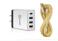 4 Port Wall Charger with 10 FT Charger Compatible for Iphone