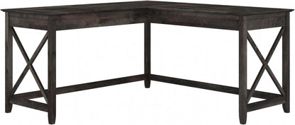 Bush Furniture Key West L Shaped Desk, 60-Inch Modern Farmhouse