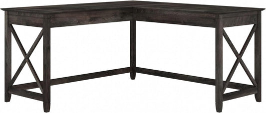 Bush Furniture Key West L Shaped Desk, 60-Inch Modern Farmhouse