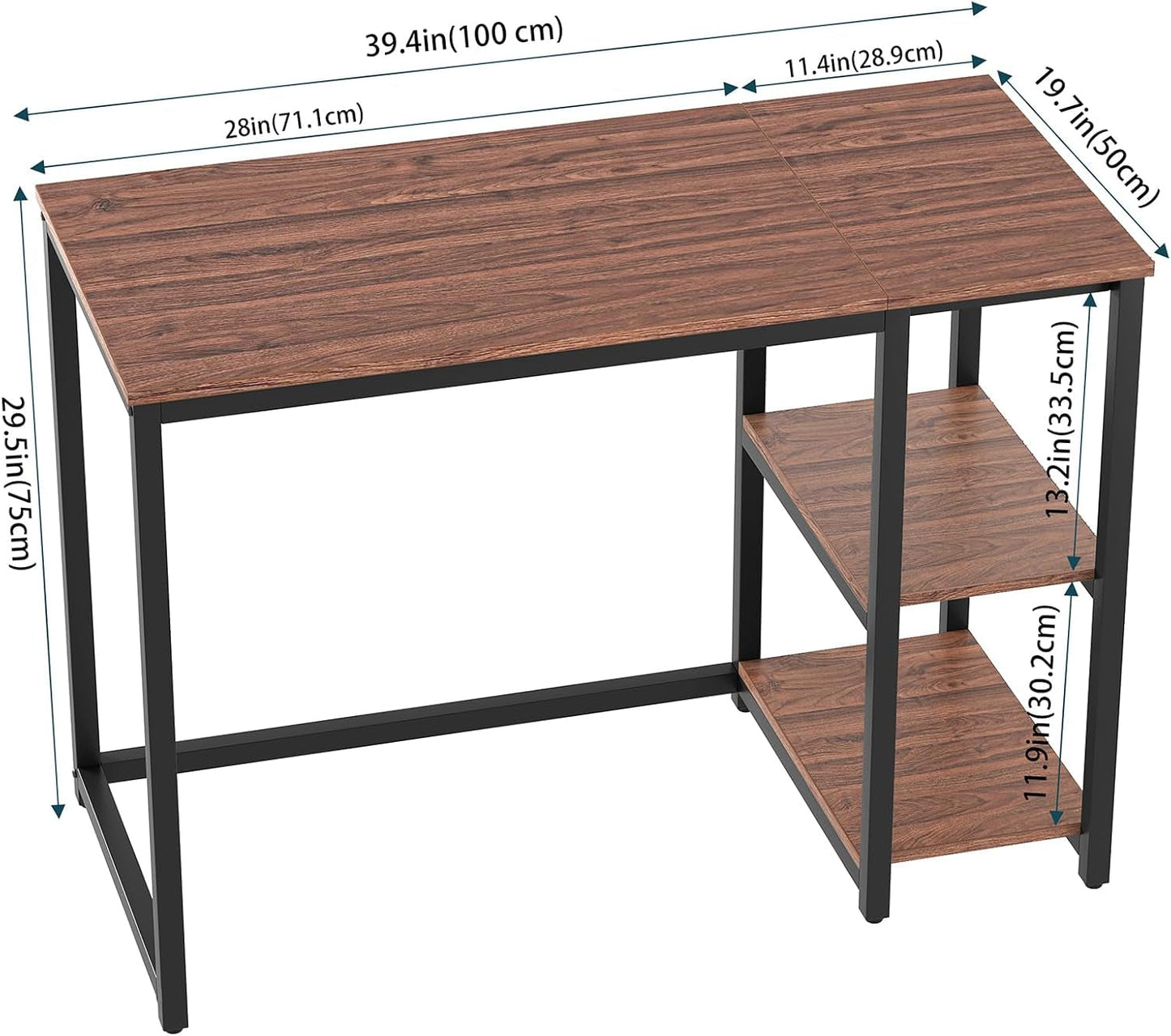 Computer Desk 40 Inch with 2 Shelves, Sturdy Home Office Desk with