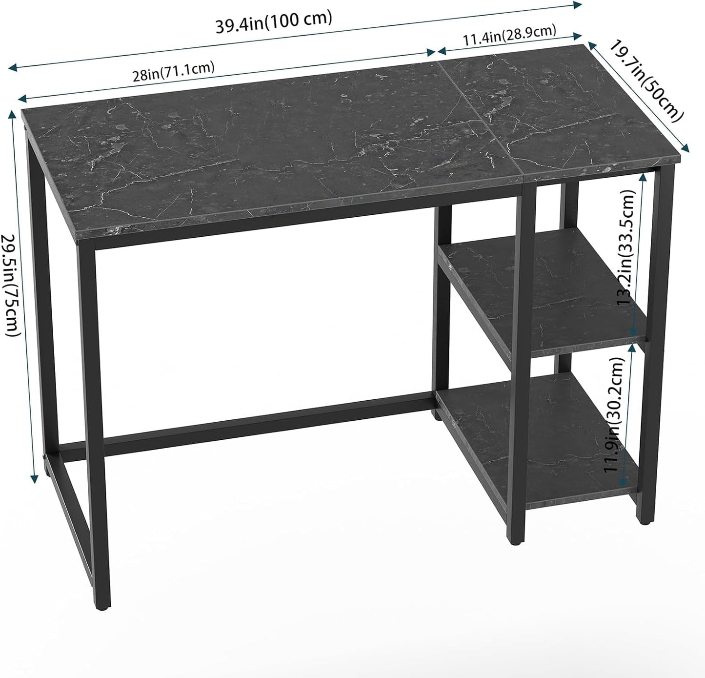 Computer Desk 40 Inches with 2-Tier Shelves Sturdy Home Office Desk