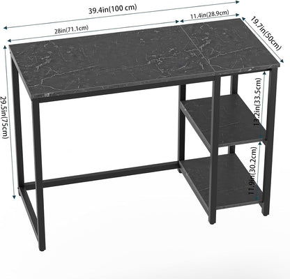 Computer Desk 40 Inches with 2-Tier Shelves Sturdy Home Office Desk