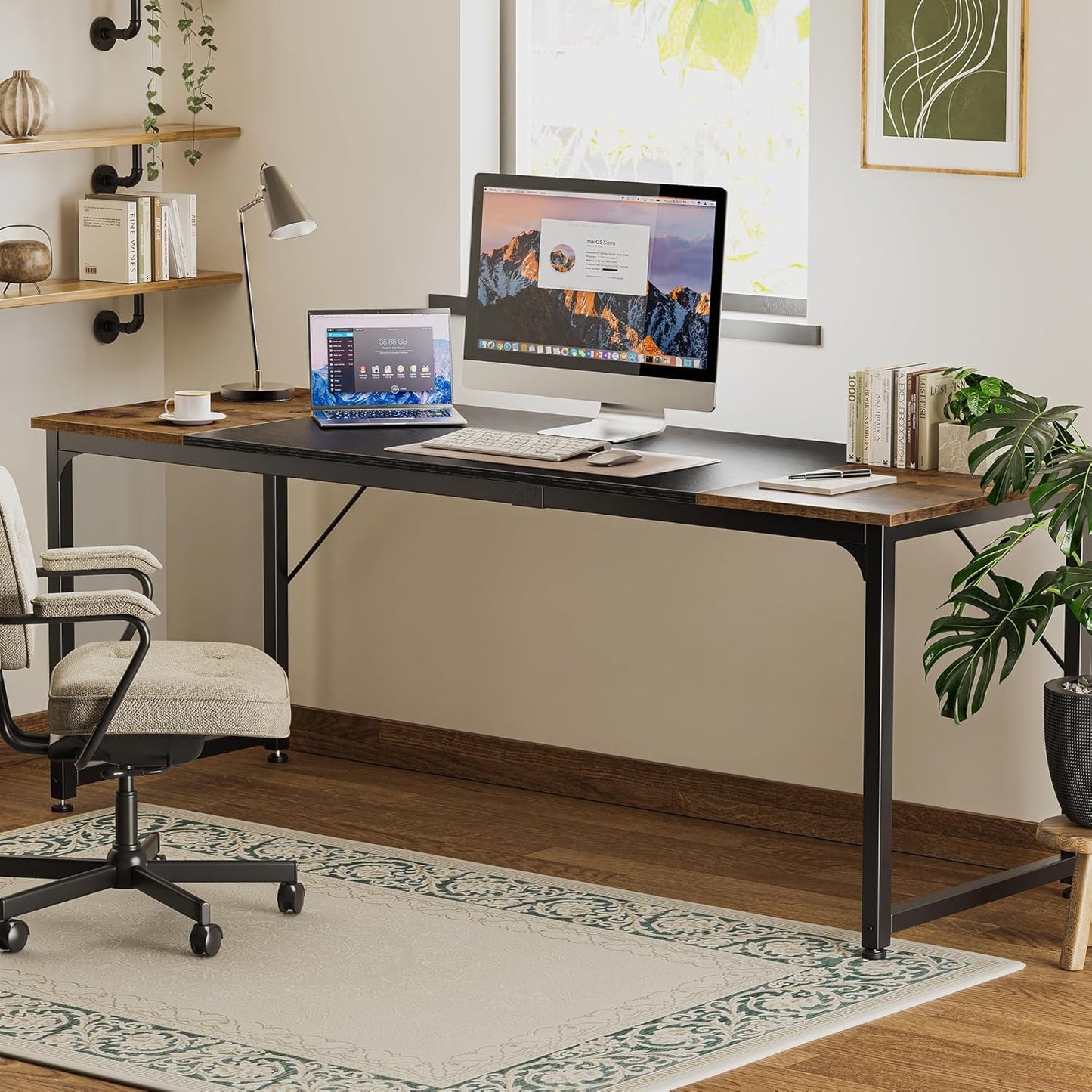 Computer Desk, 80 Inch Office Desk, Gaming Desk with Storage, Writing