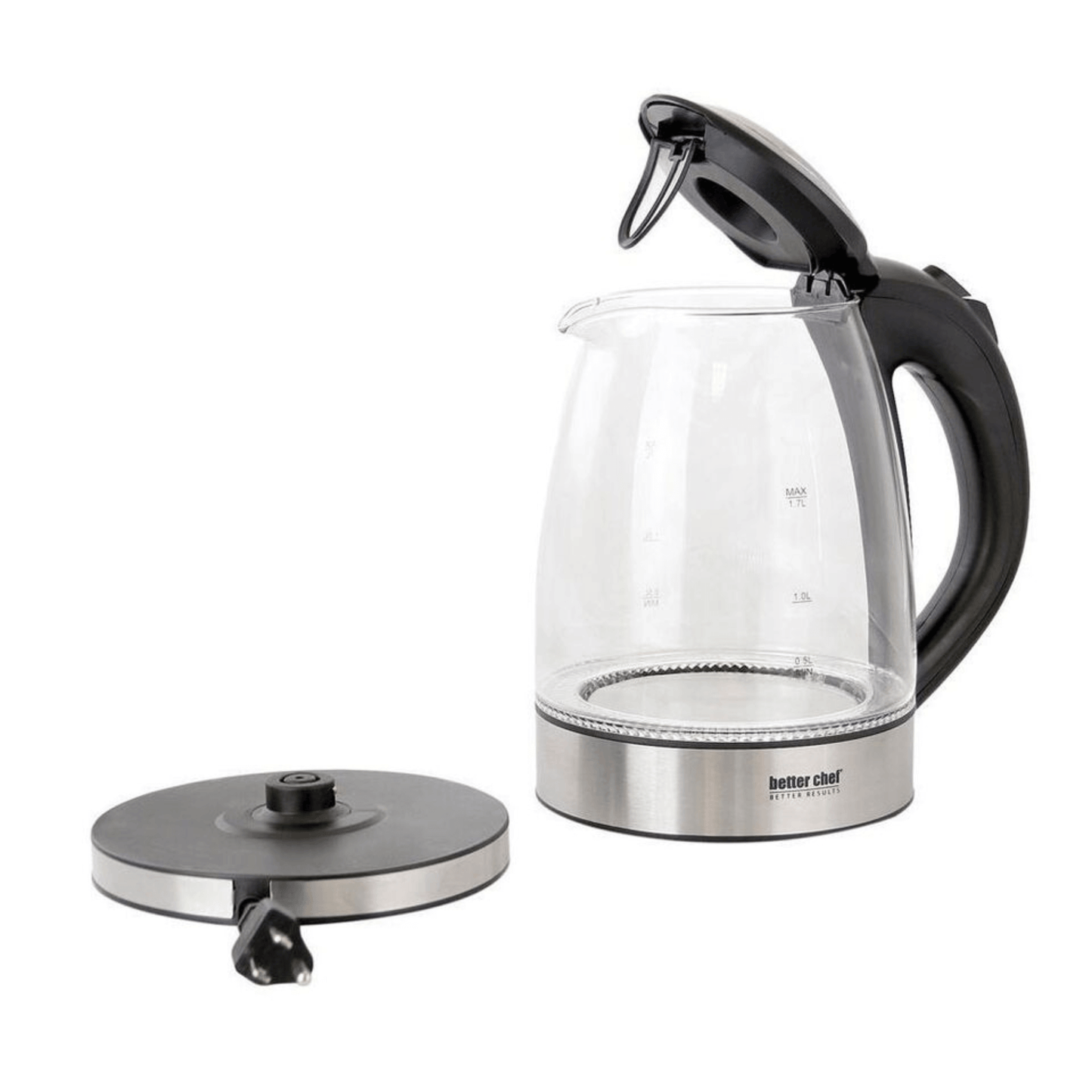 Better Chef 1500W 7-Cup Cordless Electric Borosilicate Glass Kettle wi