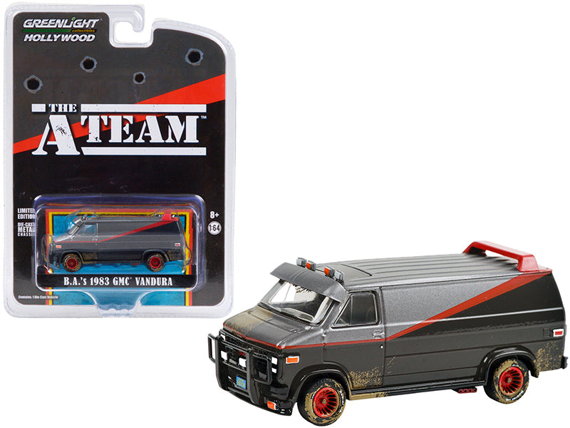 1983 GMC Vandura Van (B.A.\'s) Black and Silver with Red Stripe (Dirty