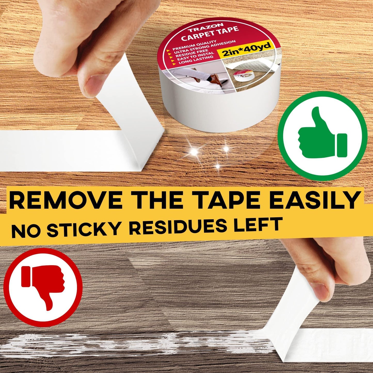 Carpet Tape Double Sided   2 In   120 Ft (40 Yards) Rug Tape Grippers