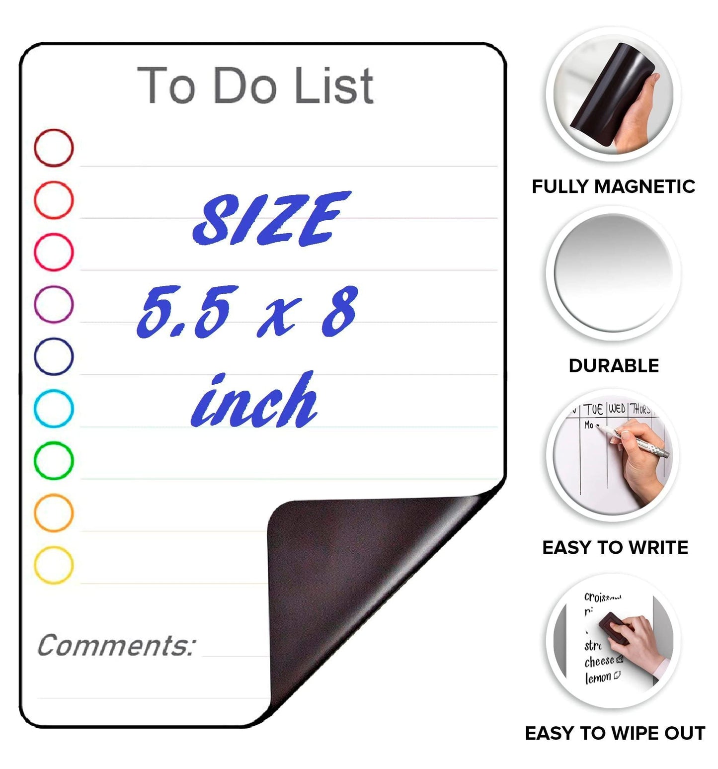 Magnetic to Do List for Fridge   5.5x8 inch Small Dry Erase Daily to