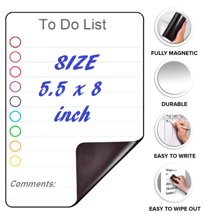 Magnetic to Do List for Fridge   5.5x8 inch Small Dry Erase Daily to