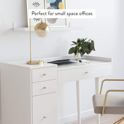 Daisy Vanity Dressing Table or Makeup Desk with 4-Drawers and Brass