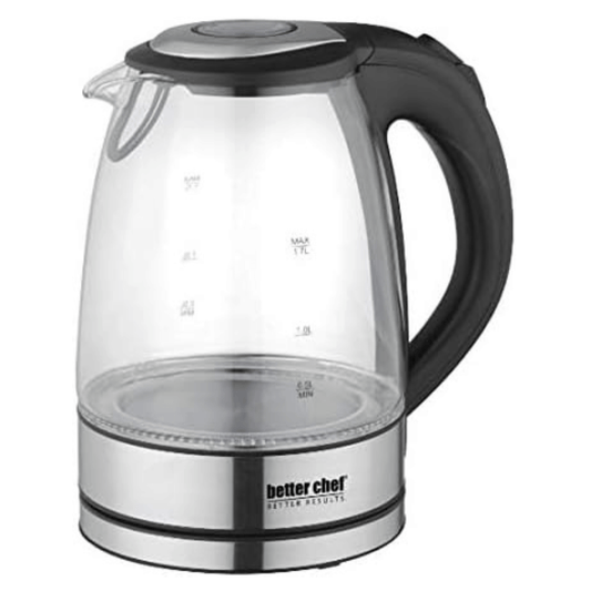 Better Chef 1500W 7-Cup Cordless Electric Borosilicate Glass Kettle wi