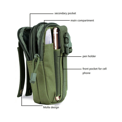 Tactical MOLLE Military Pouch Waist Bag for Hiking, Running and Outdoo